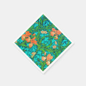 William Morris Irises, Oranje en Turquoise Servetten (Hoek)
