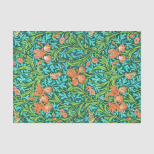 William Morris Irises, Oranje en Turquoise Tissuepapier