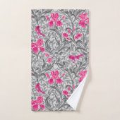 William Morris Irises, Pink en Silver Grey/Gray Bad Handdoek (Handdoek)