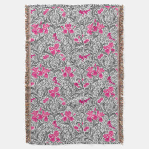 William Morris Irises, Pink en Silver Grey/Gray Deken