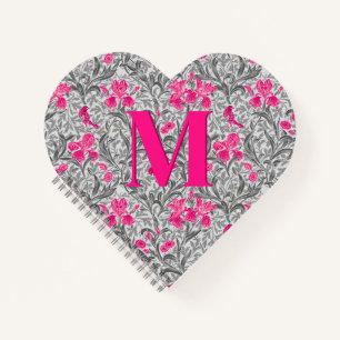 William Morris Irises, Pink en Silver Grey/Gray Notitieboek