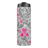 William Morris Irises, Pink en Silver Grey/Gray Thermosbeker (Voorkant)