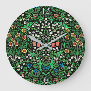 William Morris Jacobean Bloem, Zwarte Achtergrond Grote Klok