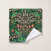 William Morris Jacobean Floral, Black Background Bad Handdoek (Wasdoekje)