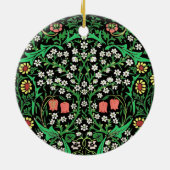 William Morris Jacobean Floral, Black Background Keramisch Ornament (Achterkant)
