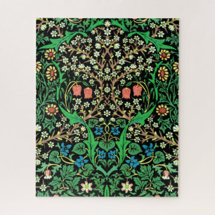 William Morris Jacobean Floral, Black Background Legpuzzel