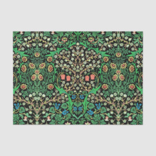 William Morris Jacobean Floral, Black Background Tissuepapier