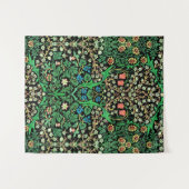 William Morris Jacobean Floral, Black Background Wandkleed (Voorkant (horizontaal))