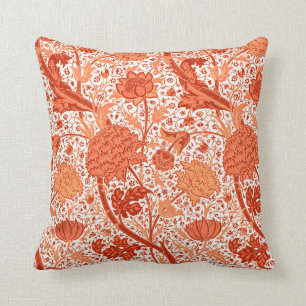 William Morris Jacobean Floral, Coral Oranje Kussen