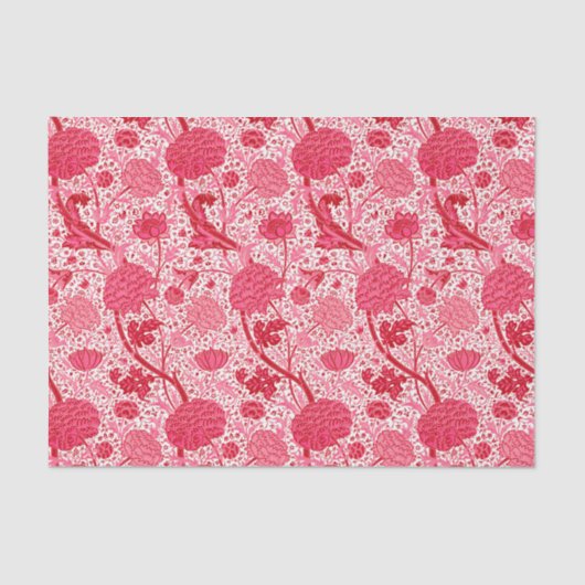 William Morris Jacobean Floral, Coral Pink Tissuepapier (Voorkant)