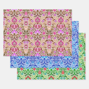 William Morris Jacobean Floral Damask, multi Inpakpapier Vel