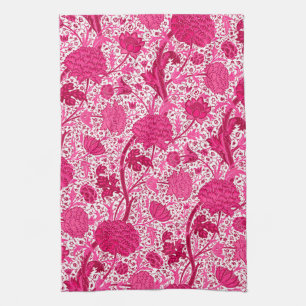 William Morris Jacobean Floral, Fuchsia Pink Theedoek