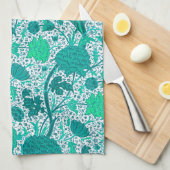 William Morris Jacobean Floral, Turquoise Theedoek (Quarter Fold)