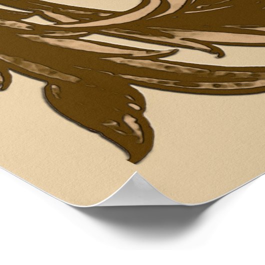 William Morris Jacobean, Mustard Gold en Brown Poster (Hoek)