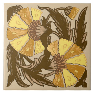 William Morris Jacobean, Mustard Gold en Brown Tegeltje