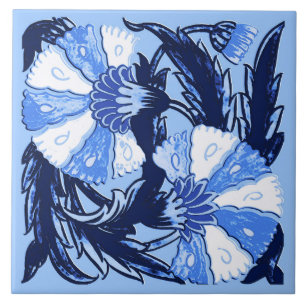 William Morris Jacobean, Navy and Light Blue Tegeltje