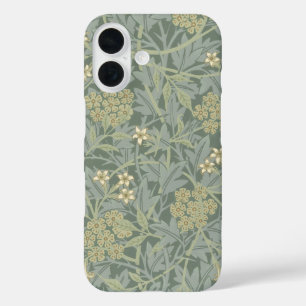 William Morris Jasmine Blauw Groene Botanische Kun iPhone 16 Hoesje