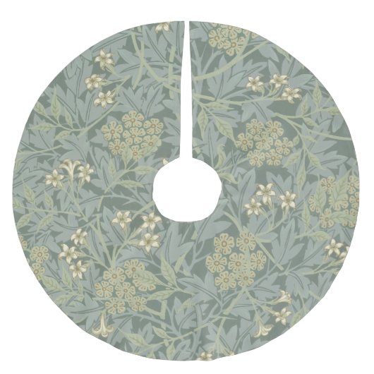 William Morris Jasmine Blauw Groene Botanische Kun Kerstboom Rok (Voorkant)