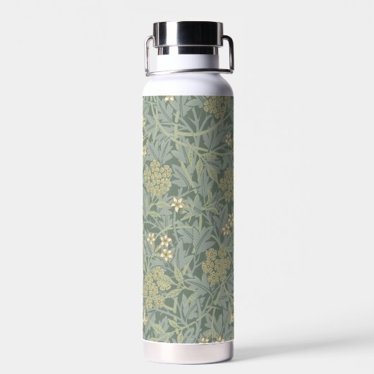 William Morris Jasmine Blauw Groene Botanische Kun Waterfles (Achterkant)