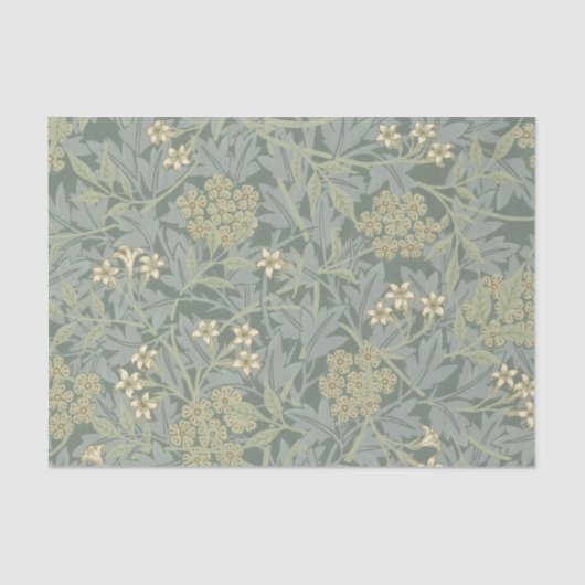 William Morris Jasmine Blue Green Botanical Art Tissuepapier (Voorkant)