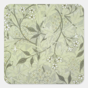 William Morris Jasmine Botanische Vintage Antiek Vierkante Sticker