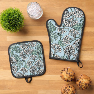 William Morris Jasmine en Bladeren Patroon Ovenwant & Pannenlap Set