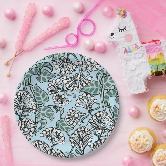 William Morris Jasmine en Bladeren Patroon Papieren Bordje (Feest)