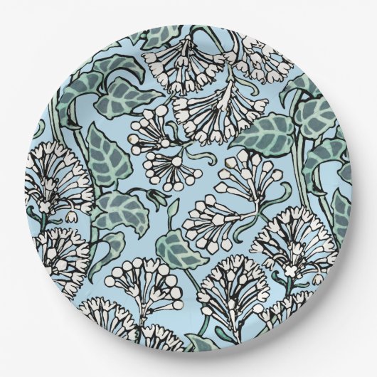 William Morris Jasmine en Bladeren Patroon Papieren Bordje (Voorkant)
