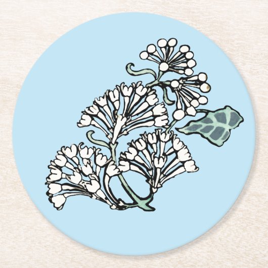 William Morris Jasmine en Bladeren Patroon Ronde Kartonnen Onderzetter (Voorkant)