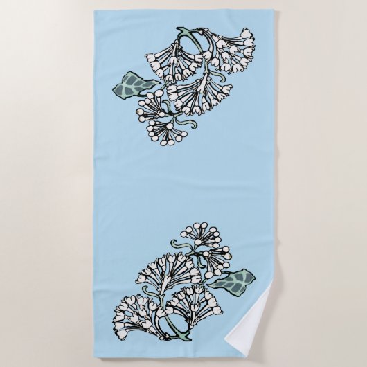 William Morris Jasmine en Bladeren Patroon Strandlaken (Voorkant)