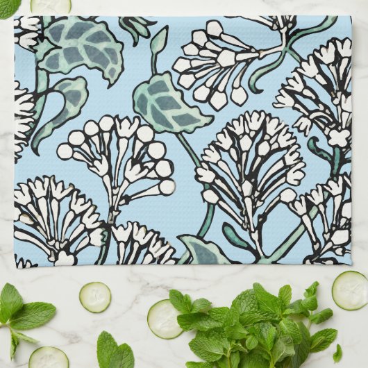 William Morris Jasmine en Bladeren Patroon Theedoek (Gevouwen)