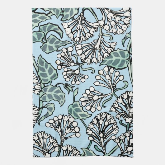 William Morris Jasmine en Bladeren Patroon Theedoek (Verticaal)