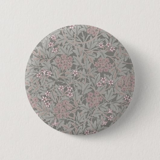 William Morris Jasmine Flower Pattern Ronde Button 5,7 Cm (Voorkant)