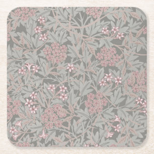 William Morris Jasmine Flower Pattern Vierkante Kartonnen Onderzetter