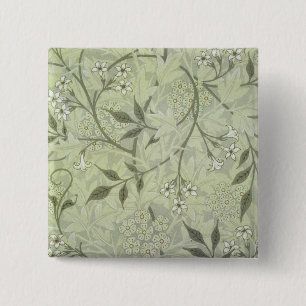 William Morris Jasmine Flower Wallpaper Art Vierkante Button 5,1 Cm