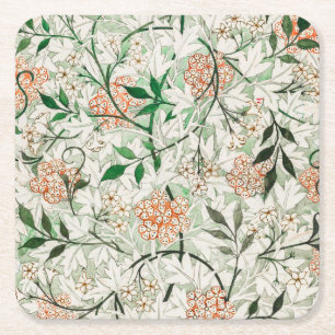 William Morris Jasmine Garden Flower Classic Vierkante Kartonnen Onderzetter