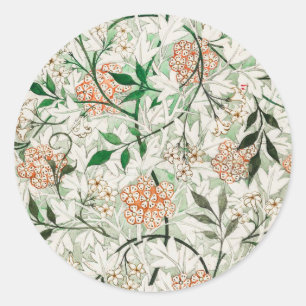 William Morris Jasmine Tuin Bloem Klassieker Ronde Sticker