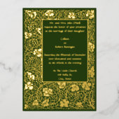 William Morris Kelmscott Grapevine Border Folie Uitnodiging (Voorkant)