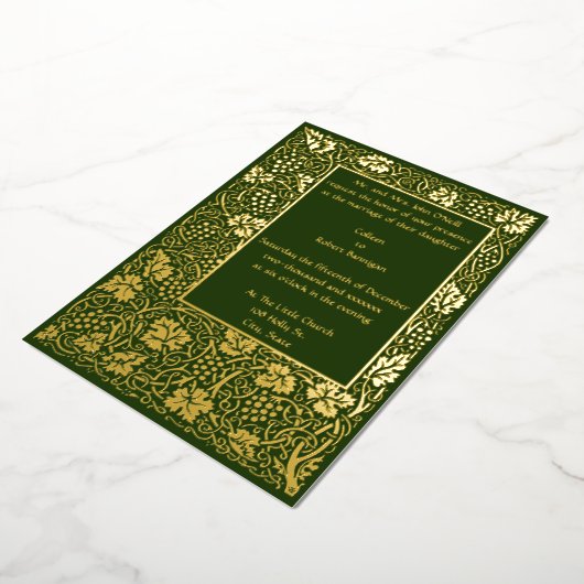 William Morris Kelmscott Grapevine Border Folie Uitnodiging (Gedraaid)