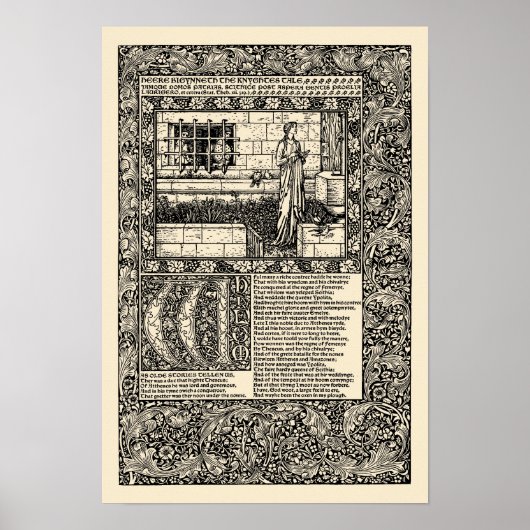 William Morris Kelmscott Press Chaucer Book Leaf Poster (Voorkant)