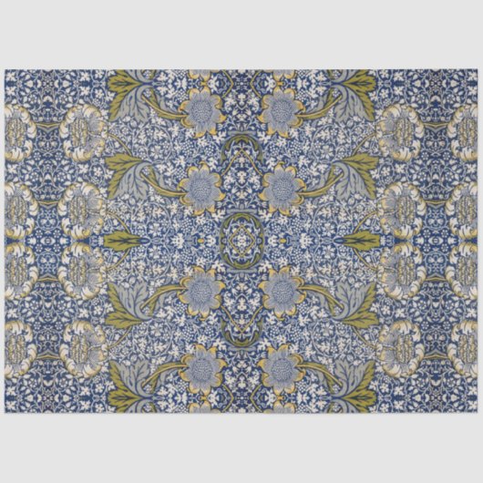 William Morris Kennet Blauw Wit Bloemen Decoupage Tissuepapier (Voorkant)