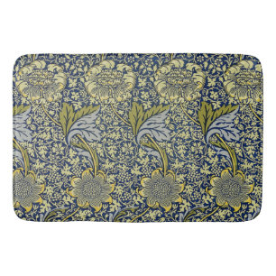 William Morris Kennet Bloem Behang Blauw Goud Badmat