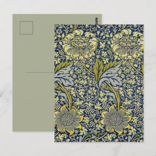 William Morris Kennet Bloemenbehang Blauw Goud Briefkaart