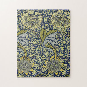 William Morris Kennet Bloemenbehang Blauw Goud Legpuzzel