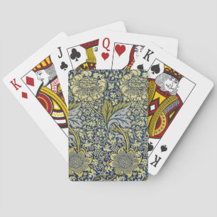 William Morris Kennet Bloemenbehang Blauw Goud Pokerkaarten