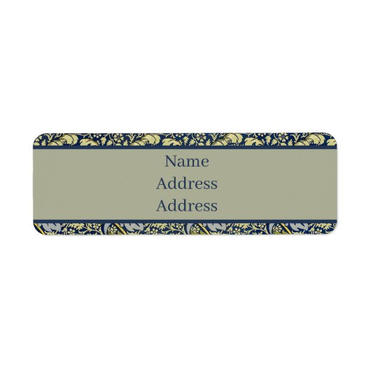 William Morris Kennet Floral Behang Blauw Etiket (Voorkant)