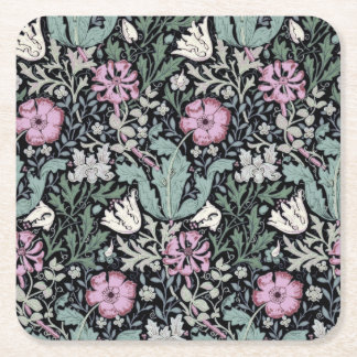 William Morris Klaproos Botanische Victoriaanse Be Vierkante Kartonnen Onderzetter