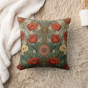 William Morris Klaprozen Art Nouveau Bloempatroon Kussen