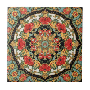 William Morris Klaprozen Art Nouveau Bloempatroon Tegeltje