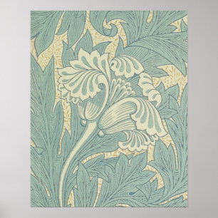 William Morris Klassieke Tulp Blauwe Bloem Poster
